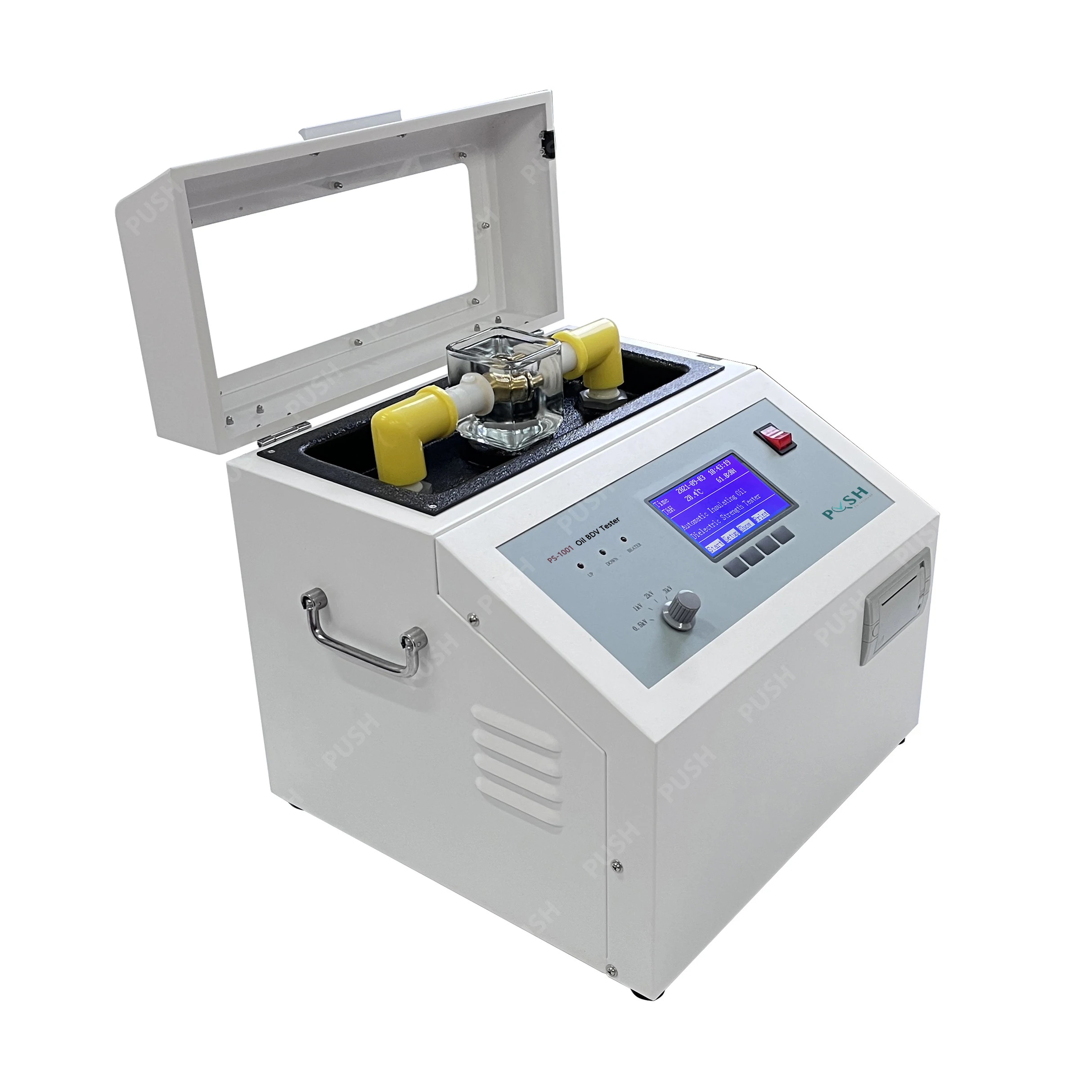 PUSH 전기 ASTM D1816 ASTM D877 오일 BDV 테스터 오일 절연 파괴 전압 시험기