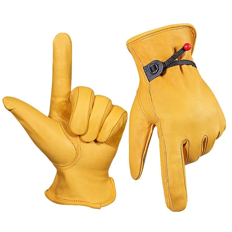 1 pair Men Work Gloves Soft Cowhide Welding Security Protection Safety Workers Mechanic Driver Hunting Driving Farm Garden Glove