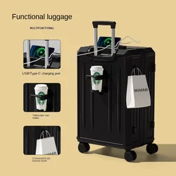 Multifunctional Suitcase Large Capacity 28 inch Carrier Luggage 20 inch Cabin Trolley Case Lightweight Leather Suitcase on Wheel