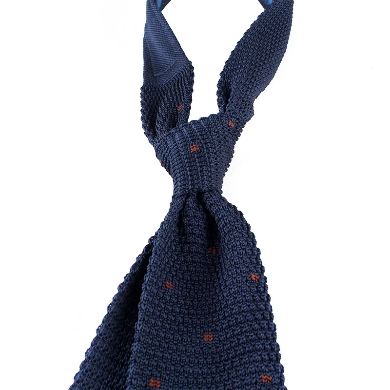 6.5cm British Style Casual Men\'s Dots Knitted Neck Ties Formal Business Solid Navy Green Brown Neckties Handmade Tuxedo Cravat