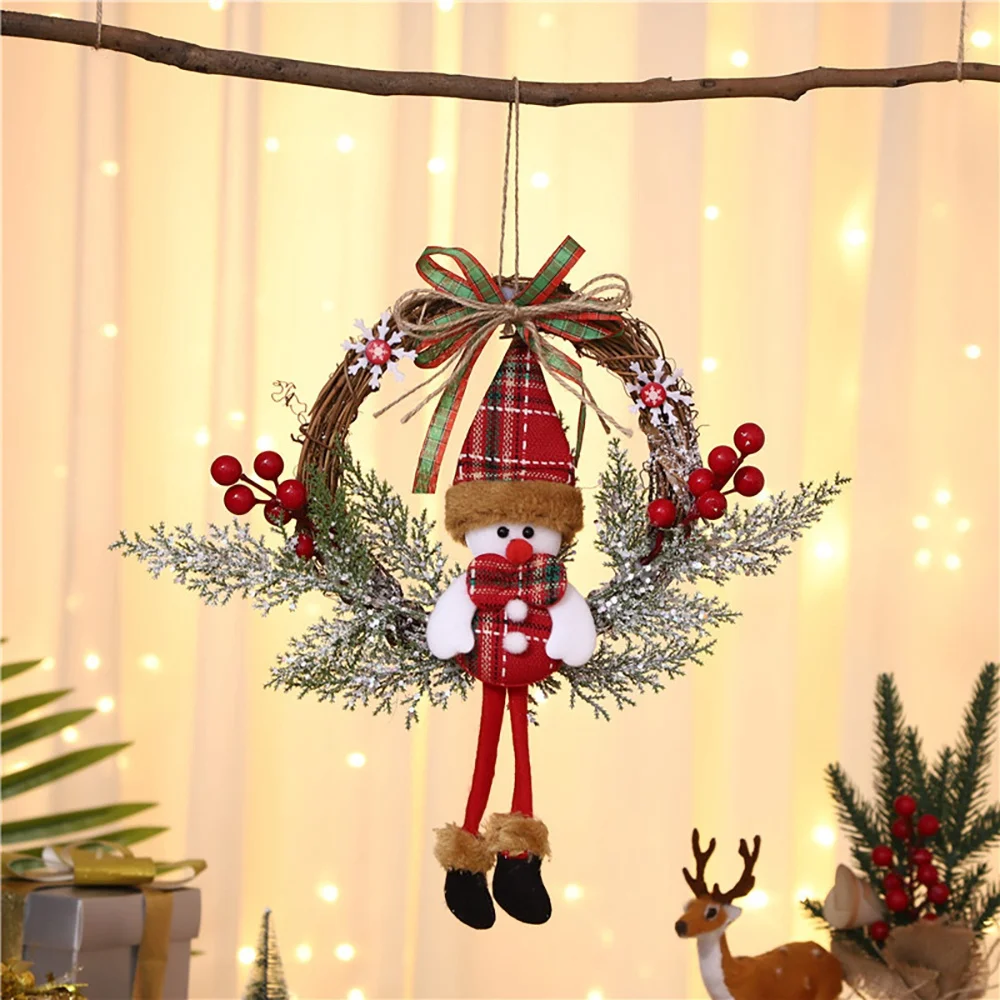 Couronne de Noël artificielle pour porte d'entrée, mur, fenêtre, ferme, décoration de la maison, petit