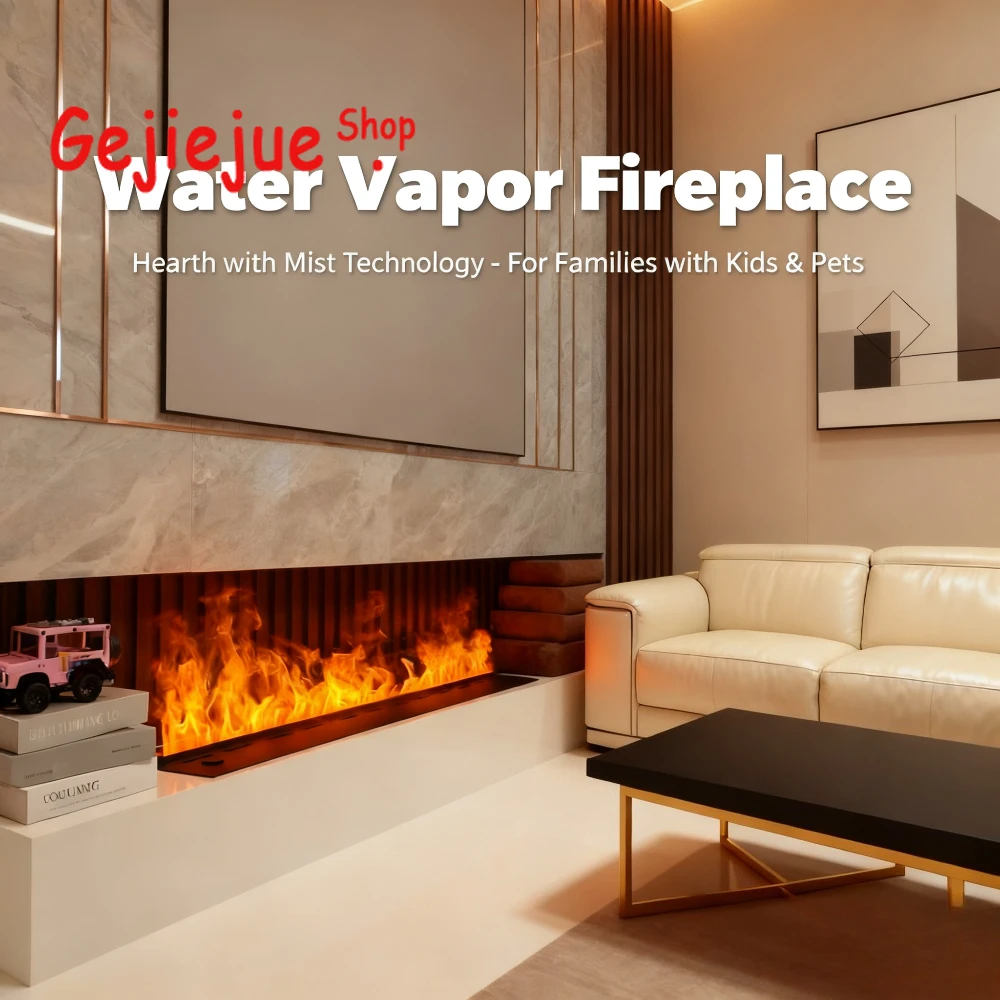 

3D Atomized Fireplace Decoration with Colorful Flame ECO Intelligent Indoor,No Installation! Plug&Play Fireplace for Rentals