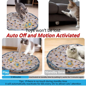 Interactive Cat Toys Ball Fast Rolling in Pouch Hide and Seek Kitten Toy Motion Activated Interactive Cat Toy for Indoor 4