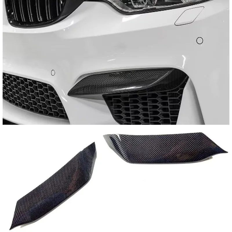 Carbon Fiber F80 M3 Front Lip Fin F82 M4 Front Bumper Fin M3 M4 Headlight Trim  YRC