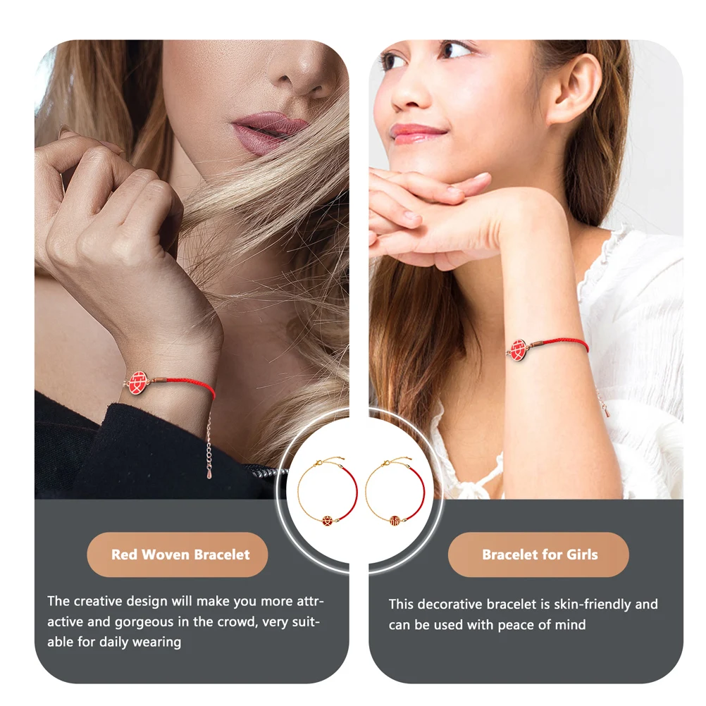 

2Pcs Chinese Style Handcrafted Bracelet Adjustable Red Rope Fashion Accessories for Women Men Kids Fashionable