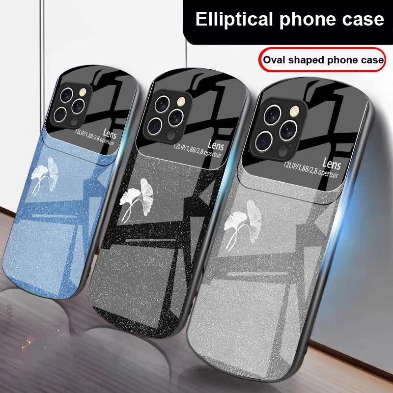 

Gradient silver ginkgo For iPhone 16 15 14 13 Plus 12 mini 11 Pro Max XR Xs Max X 7 8 6 6S 2022 20 Elliptical glass phone case
