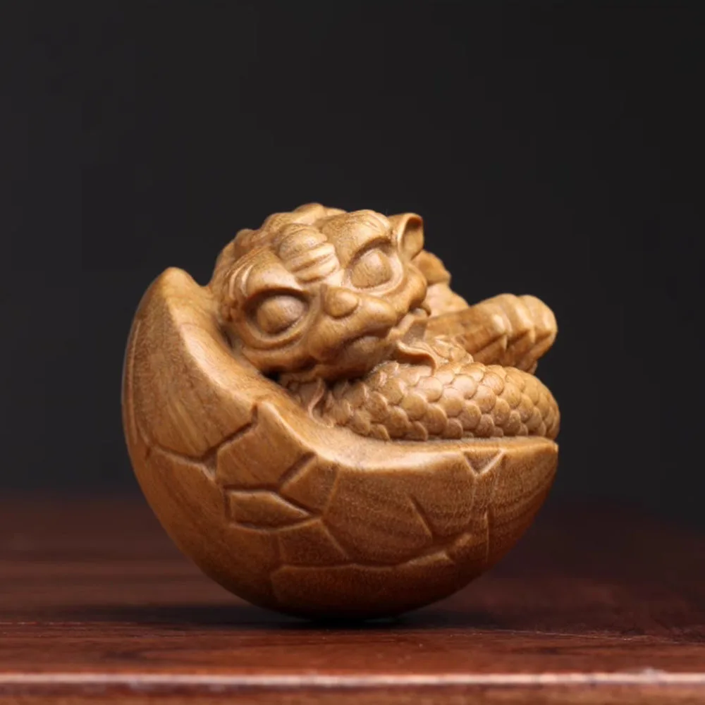 JW177- 4.7 CM New Born Dragon Baby Green Sandalwood Sculpture Mascot Figurine Decoration Craft Gift Miniatur Ornaments