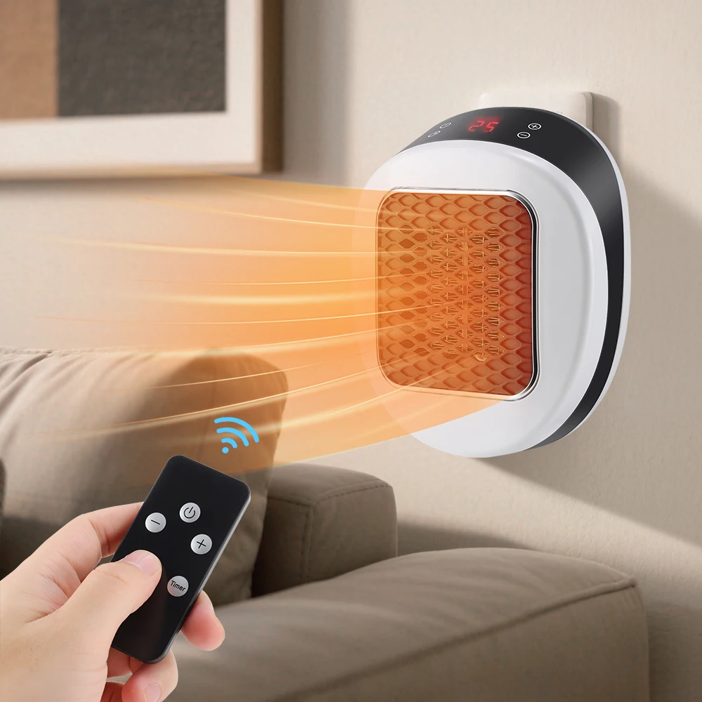 Calentador portátil calentador eléctrico enchufable calentador de pared electrodoméstico estufa de calefacción Mini radiador máquina calentadora remota 600W