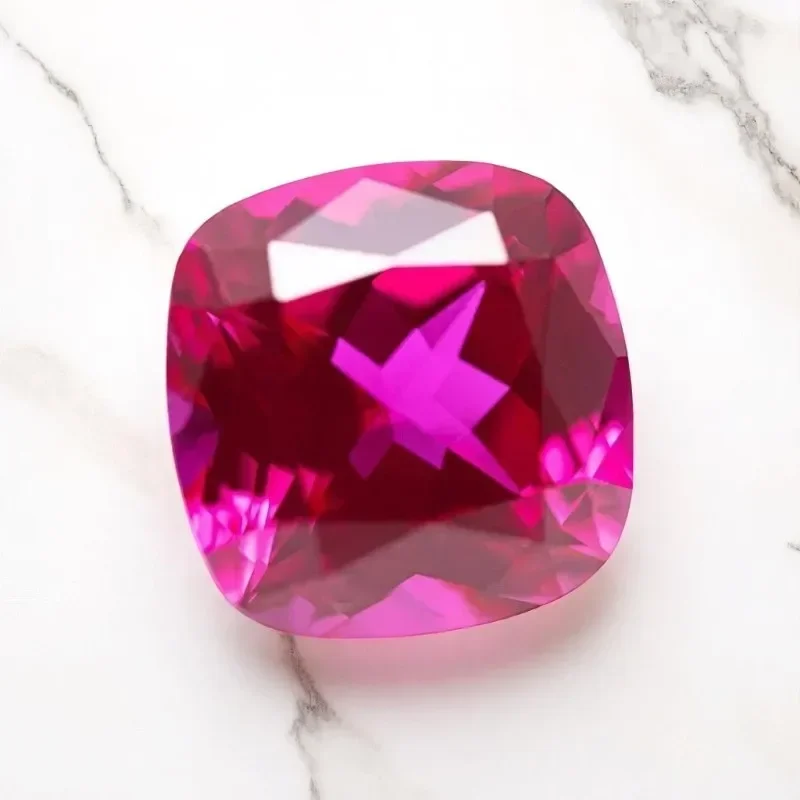 Square Cushion Shape Rubeliite Colour Lab Grown Ruby  VVS1 Charm Beads for Diy Jewelry Making Pendant Selectable AGL Certificate