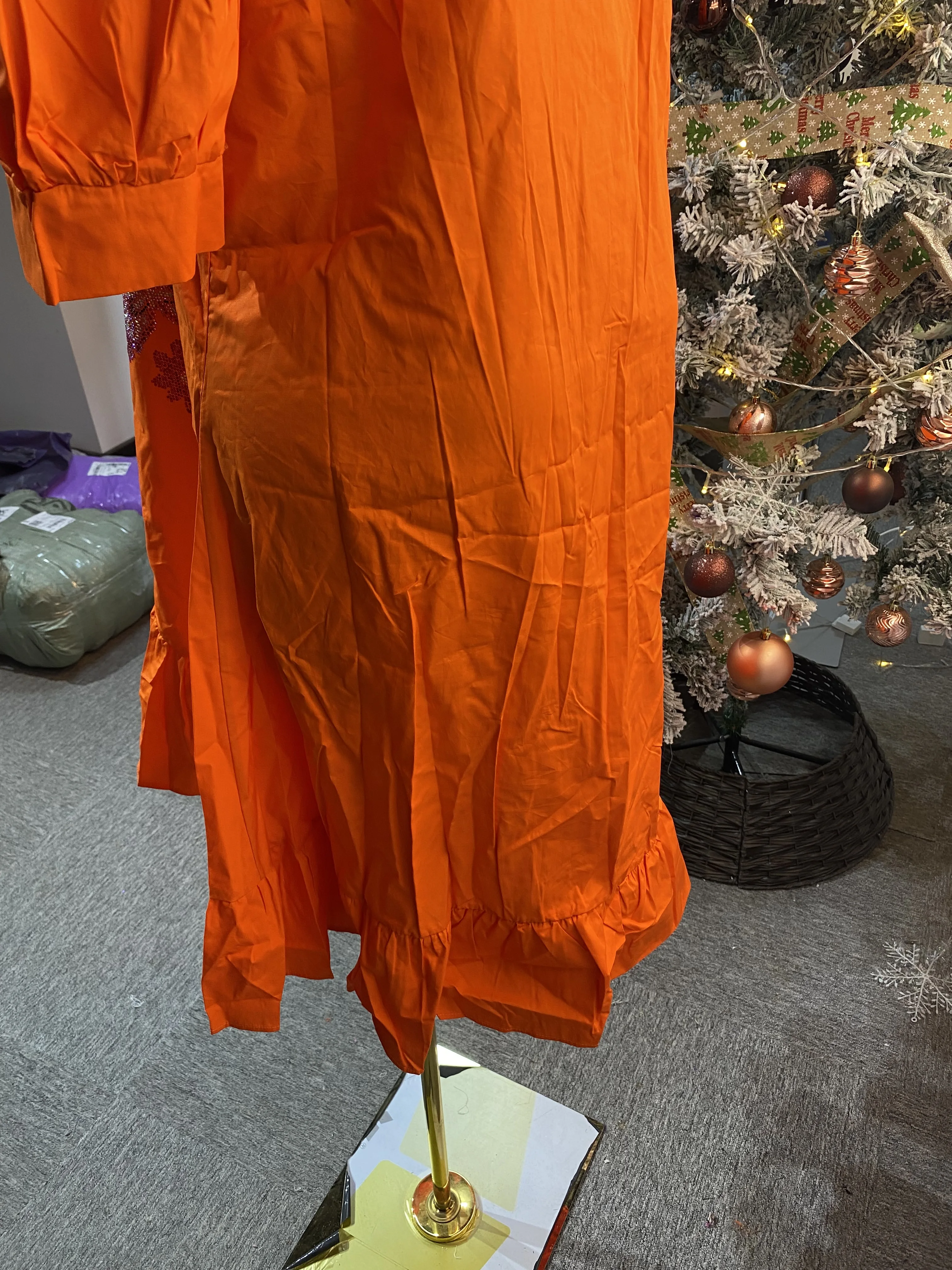 Novo ultra confortável manga esvoaçante feminino de alta qualidade camisa de algodão estilo em camadas Dress-GZMM053