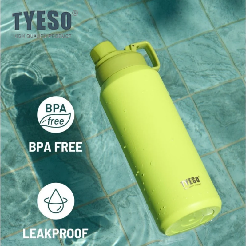 TYESO 750/900/1200/1500ml Insulated Cups Stainless Steel Portable Sports Jug with Handle Outdoor Water Cup Matte Water Kettle