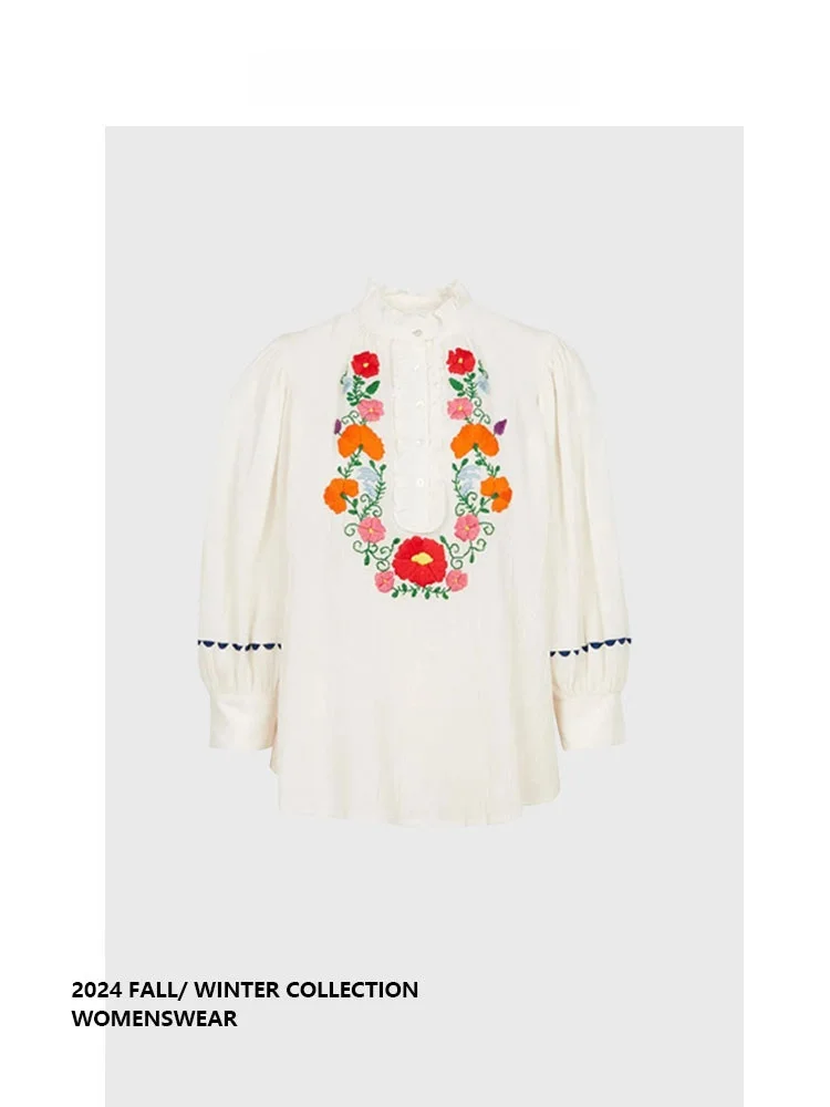 

Женская свободная блузка Forever 2 с вышивкой, скрывающая живот, для офиса, с длинными рукавами, приталенная, для полных женщин