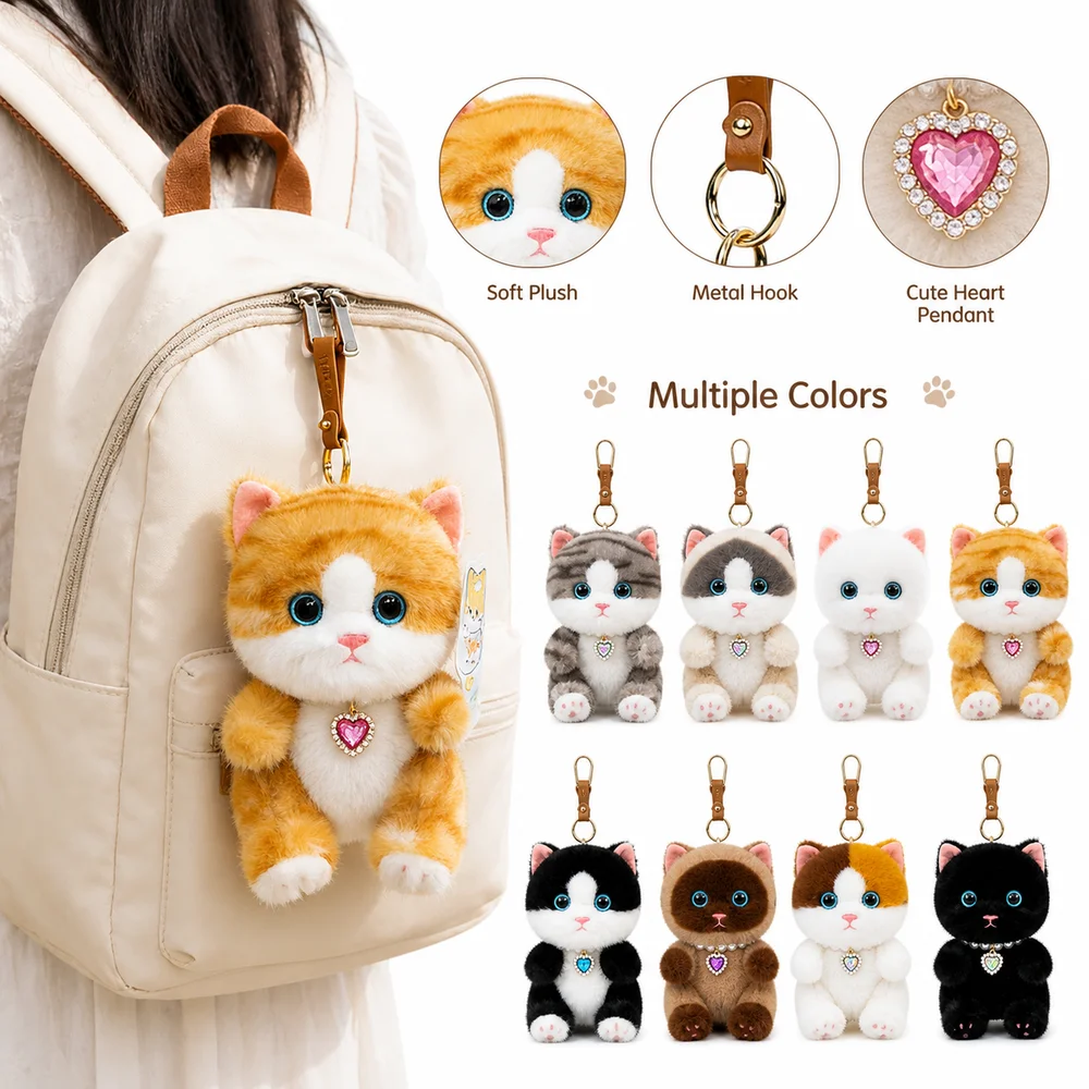 Gifts Realistic Kitten Shape Cat Keychain Lying Cat Furry Keychain Soft Sitting Cat Cat Bag Charm For Bag Decoration