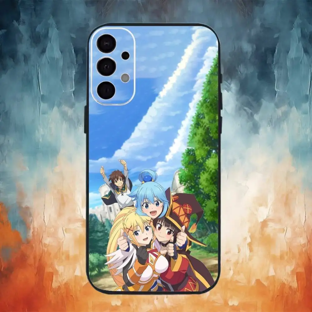 เคสโทรศัพท์ลายอนิเมะ K-KonoSuba สำหรับ Samsung S25,S24,S21,S22,S23,S30,Ultra,S20,Plus,Fe,Note,10,9,5G สีดำ