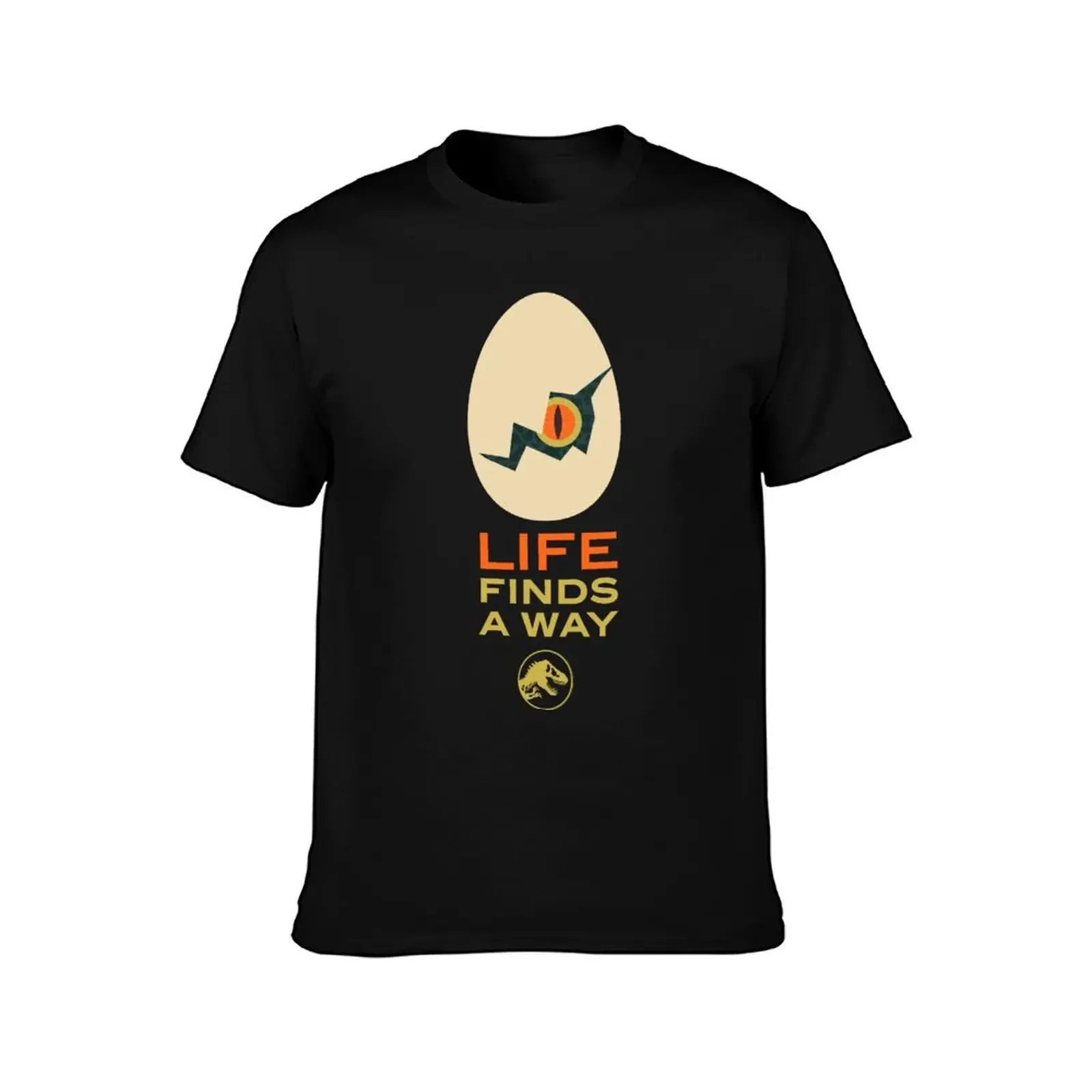 Jurassic Park Life Finds A Way Retro Mid-Century Raptor Egg Poster T-Shirt graphic tee shirt oversized t shirt Men's t-shirts