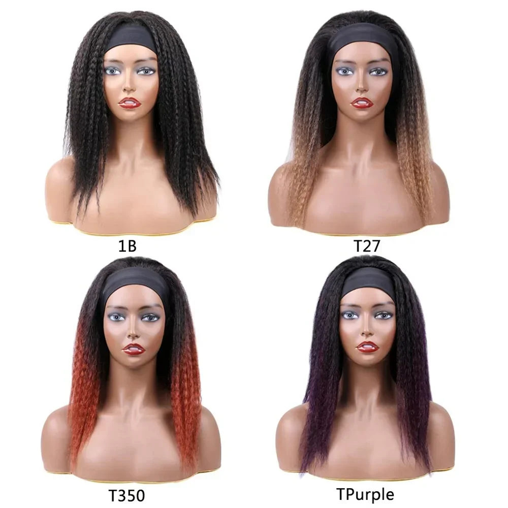 Yaki Straight Headband Wig Synthetic Long Straight Wig For Women Natural Black Heat Resistant Fiber High Qualit Wig Daily Use