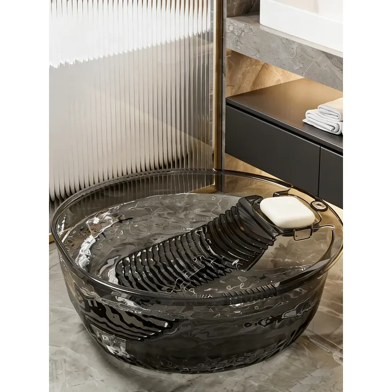 Modern Oval Wall Mounted Plastic Laundry Basin with Washing Board Large Capacity 46cm