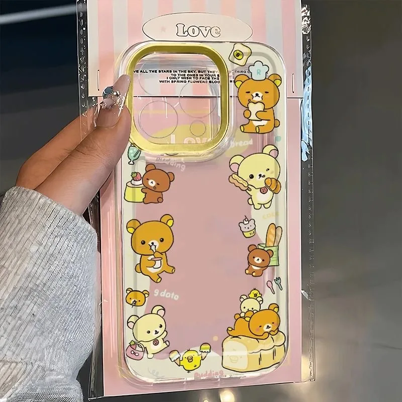 Full Screen Cute Rilakkuma Bear Phone Case for Huawei Nova 9 6 7 5 P50 P30 SE Pro Lite Honor 50 4G 5G Transparent Soft TPU Cover