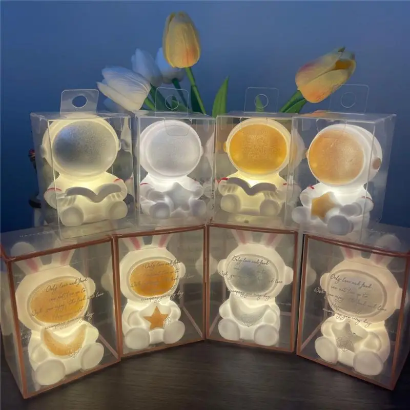 Cartoon Night Light Soft To The Touch Unique Design Rabbit Lamp Dimming Warm And Cold Colors Exquisite Portable Night Light Soft