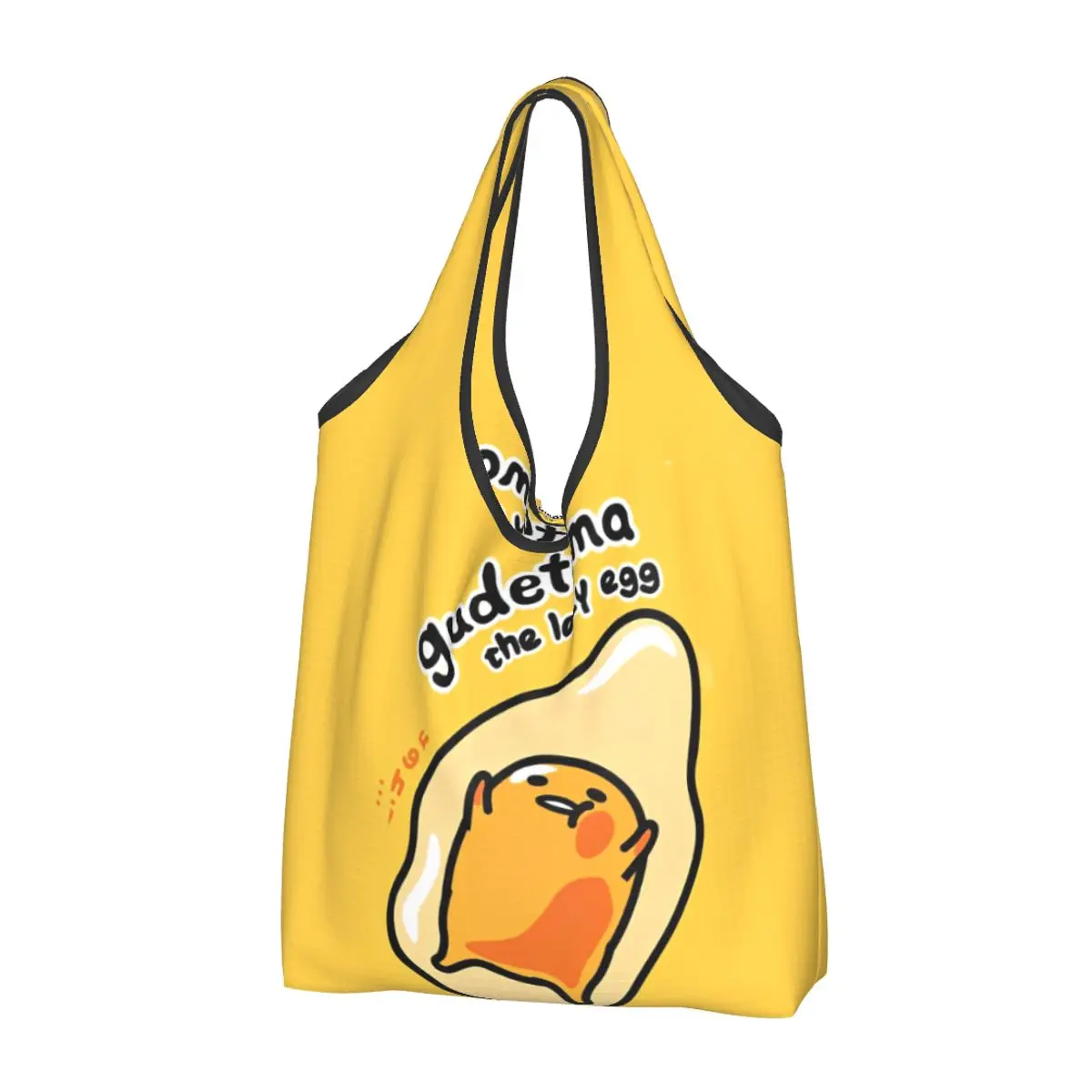 Gudetama The Lazy Egg Shopper Bag College Handbags Student Custom Shopping Bags Cute Polyester Tote Bag