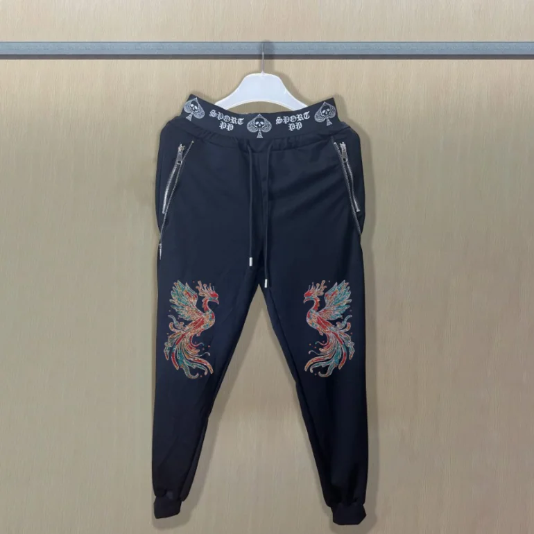 

Trendy Brand Pant Elegant Men Designer Pants Dazzling Rhinestone Men Trousers Breathable Rhinestone Sweatpants Relaxed-Fit Draws