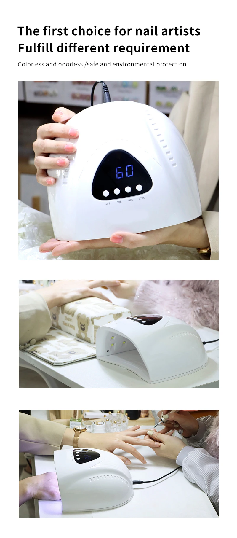 NEWGAGA uso doméstico 66 Uds cuentas UV LED lámpara de uñas con reposabrazos almohada para esmalte de Gel 72W secador de luz de uñas con 4 temporizadores para salón pantallas táctiles para curado de gel de uñas, herram