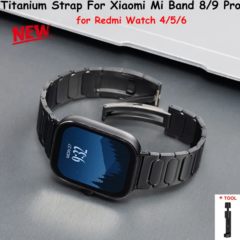 

Новый титановый металлический ремешок для часов Xiaomi mi Band 9 Pro/8 Pro, роскошный металлический сменный ремешок для Redmi Watch 6 5 4, ремешок для часов