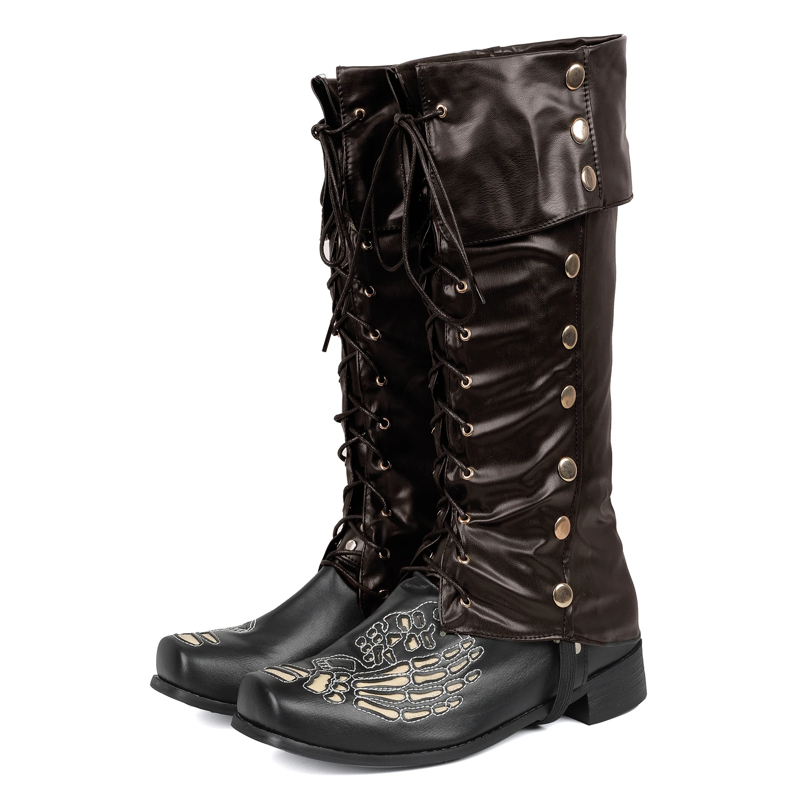 

Мужские регулируемые кожаные чехлы для пиратских ботинок в стиле Ренессанс/стимпанк, костюмированные чехлы для ботинок викингов на Хэллоуин