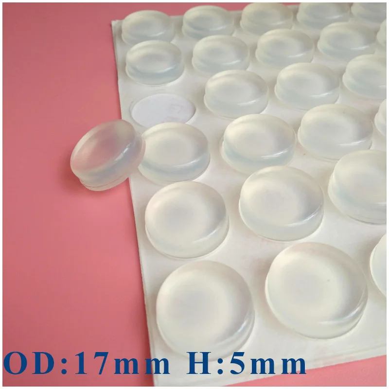 72Pcs 17x5Mm Silicone Rubber Feet Pads Anti Slip Bumpers Pads Damper Self Adhesive Door Cabinets Furniture Shock Absorber