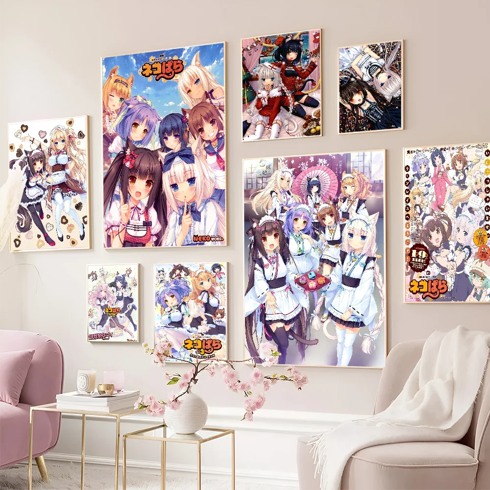 Nekopara Neko Anime Anime Posters Sticky HD Quality Wall Art Retro Posters for Home Room Wall Decor