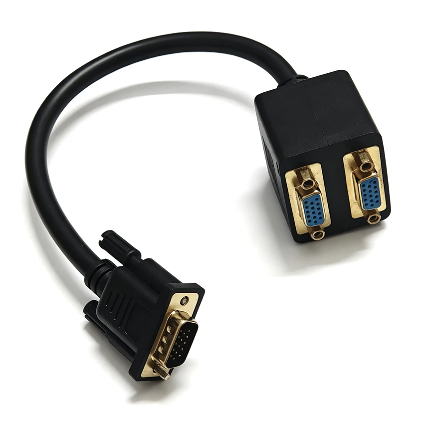 For Computer Monitor 1 In 2 Out Splitter VGA 1 Male to 2 Female Cable 30cm Splitter 1/2 Connector