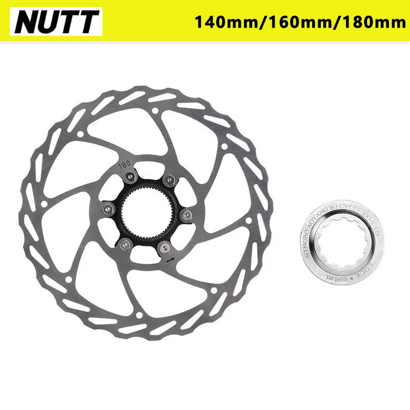 NUTT-Bicycle Center Lock Brake Disc, RS6 MTB Road Bike, Hollow Lock, Rotor for SHIMANO, 140mm, 160mm, 180mm