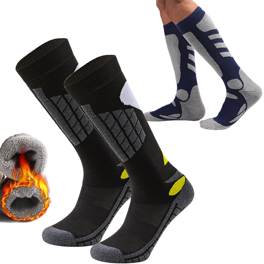 جوارب شتوية عالية للركبة للرجال والنساء، جوارب على الجليد، جوارب حرارية دافئة رائعة للرياضة في الهواء الطلق والمشي لمسافات طويلة، جوارب رياضية ​
