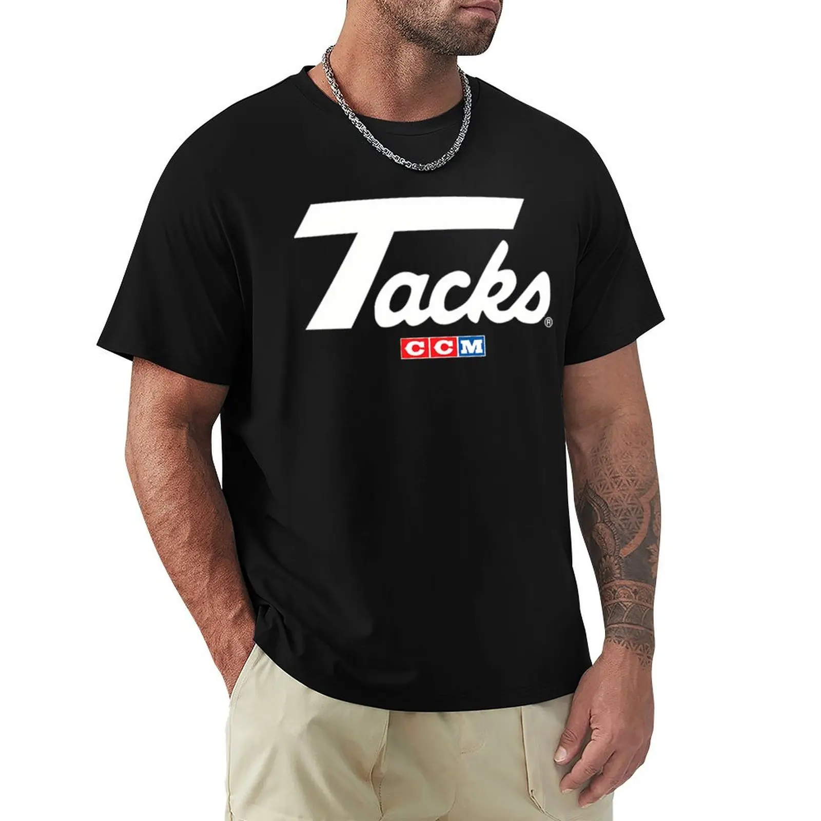 C.c.m Ta.cks Retro Ice Hockey Logo T-Shirt Plus Size Solid Color T-Shirt