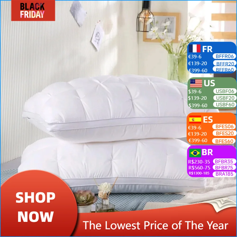 Sleeping Pillows Comfortable Pillows for Sleeping 5-star Hotel Pillow Three-dimensional Soft Bilateral Washed Solid Color Pillow