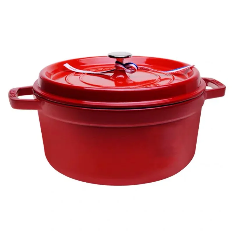 Dutch Oven Cast Iron Pot: 24 Cm Enameled Casserole, High-Quality Home Cooking Set, Cast Iron Casserole