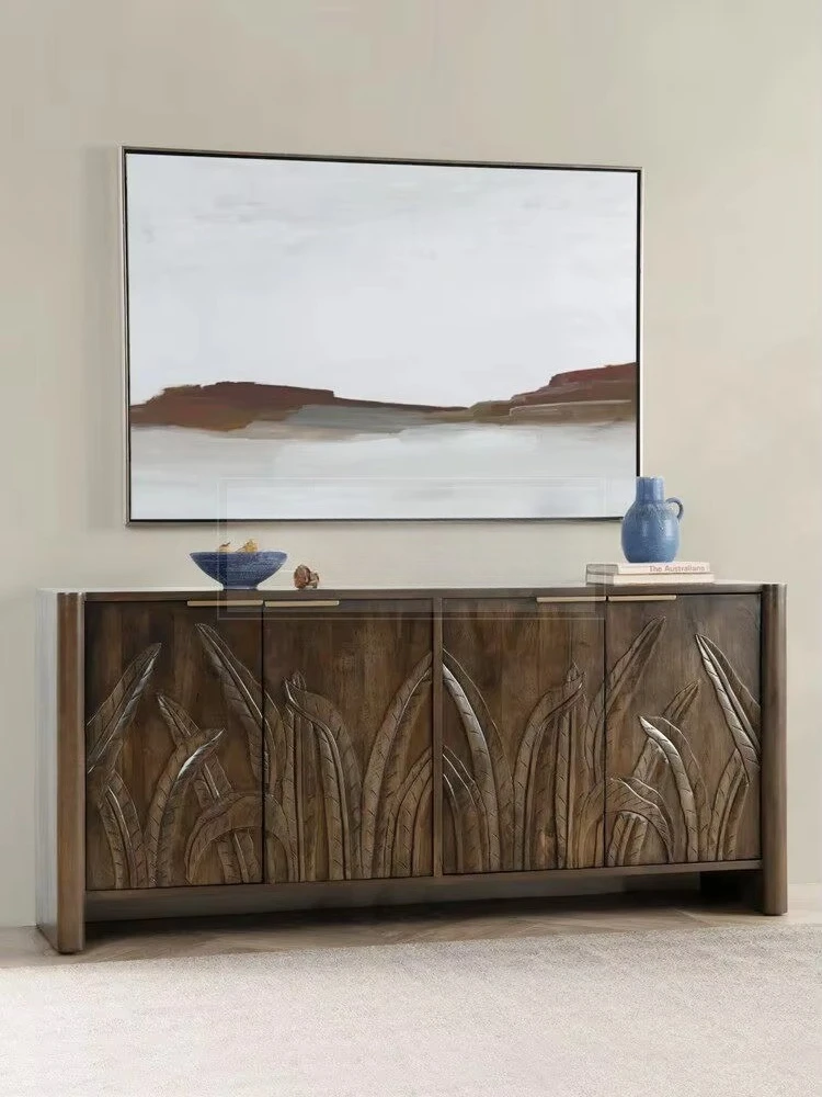 solid wood porch cabinet American retro living room four-door dining side cabinet walnut decorative cabinet