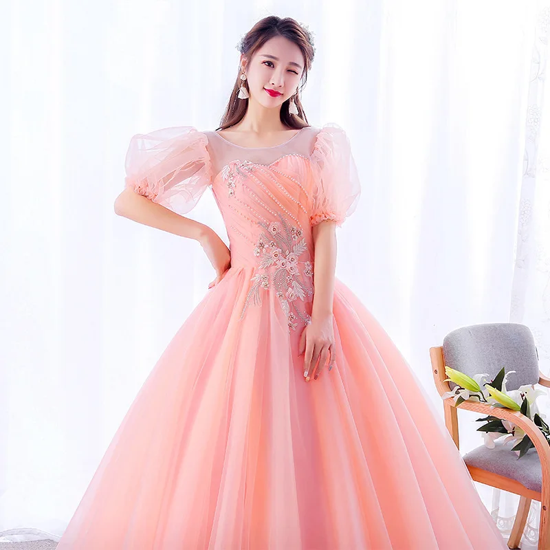 DSP A Line Puff Sleeves Quinceanera Dress for Girl 15 Years Old Birthday Party Dresses Elegant Tulle Beading Prom Dress 2024