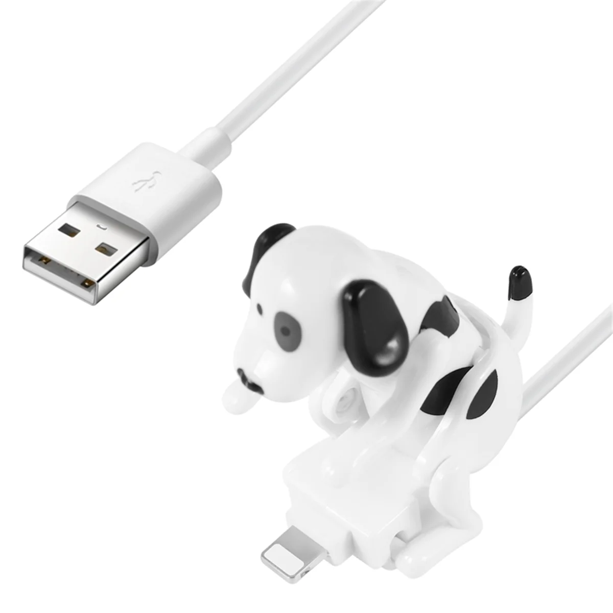 Engraçado Humping Dog cabo USB, carregador rápido para iPhone 13, 12, 11 e mais, movendo cão manchado