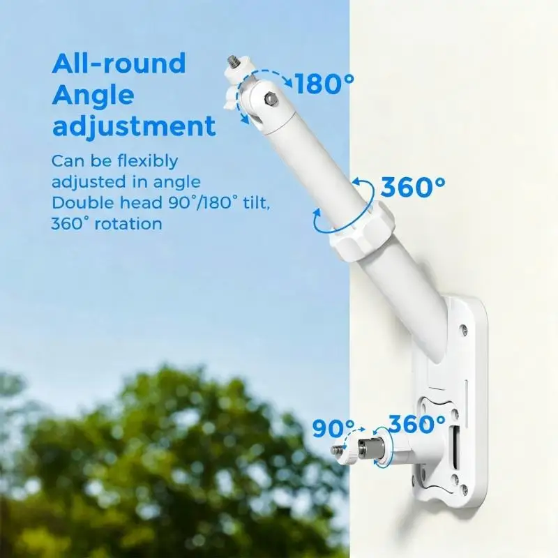 Security Camera Solar Panel Mount Adjustable Wall Holder with Two Ball Joints, Telescoping Arm and Threaded Camera D2RC
