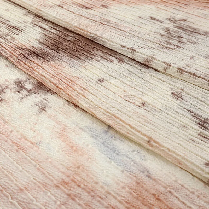High Quality Ruoyunxia Handmade Grass Dyed Elastic Silk Soft Crepe Texture Fabric Silkworm Silk Fashion National Style Fabric