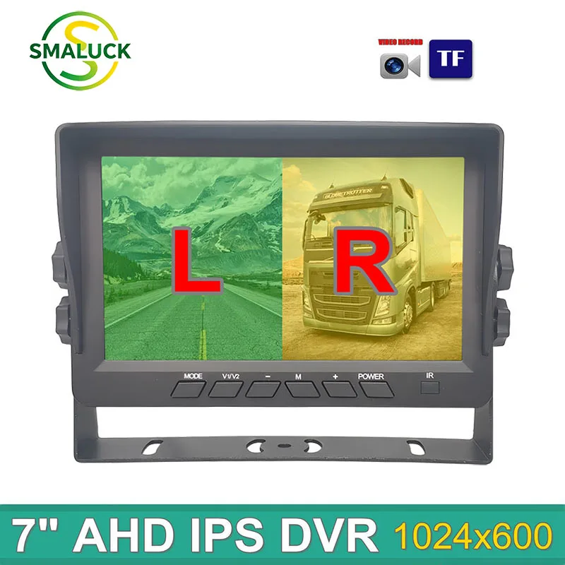 SMALUCK 7inch AHD IPS 2CH Rear View Car Monitor Support 720P 1080P AHD CVBS Camera Video Recording Diaplay 2 Cameras Image