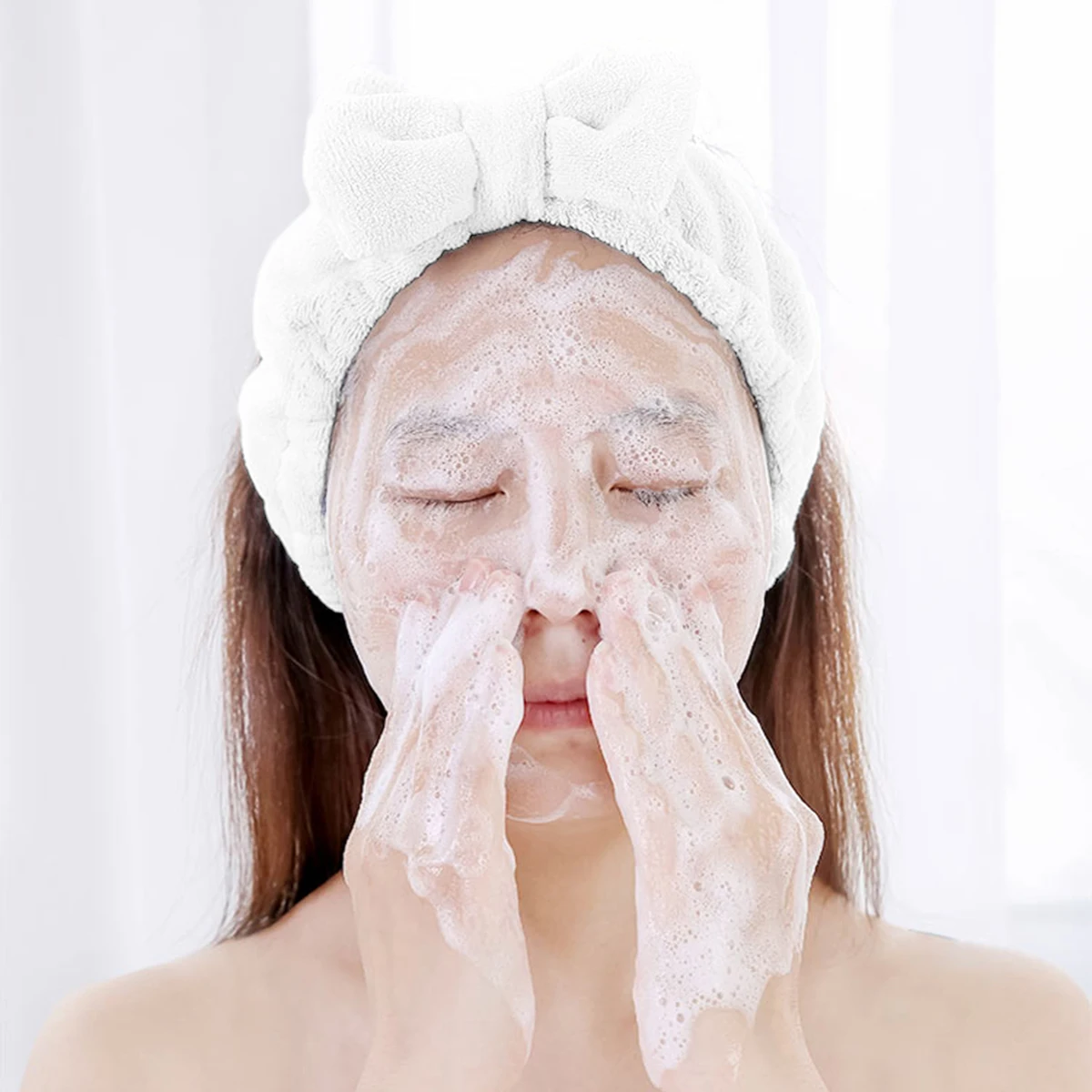 

3 pcs Coral Bowtie Hair Band Elastic Head Wrap For Women Sweat Absorbing Makeup Shower Face Cleaning Sports Use Headband