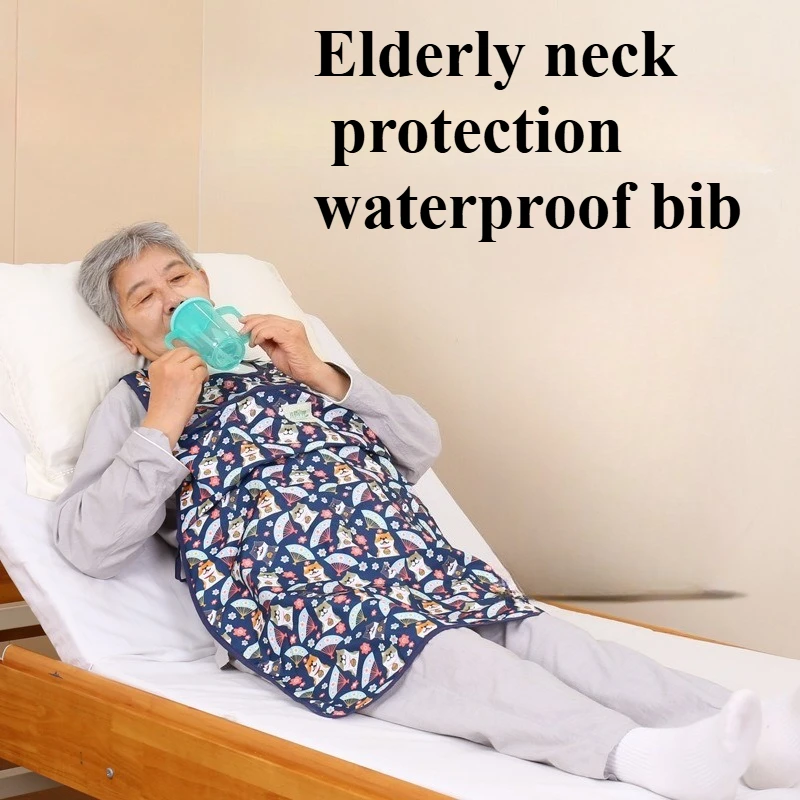 

Elderly Neck Protection Waterproof Eating Bib Fully Covered Large Oil Proof Washable Disability Patient Apron Clothing Protector
