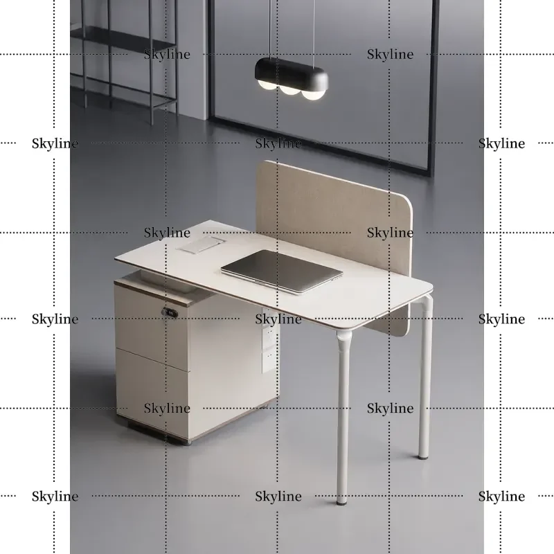 Simple Modern Single Staff Computer Desk and Chair Combination for Office Workstation