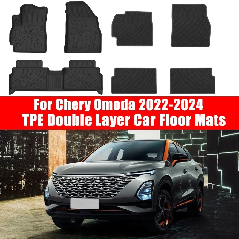 

TPE Double Layer Car Floor Mats for Chery Omoda 2022-2024 All-Weather Waterproof Non-Slip Trunk Mat Car Interior Accessories
