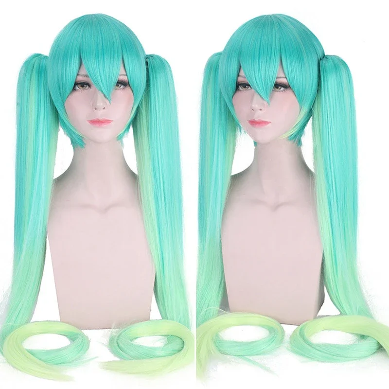 VOCALOID Miku Racing 120cm Long Straight Anime Cosplay Wigs Fiber Heat Resistant Synthetic Hair Wigs