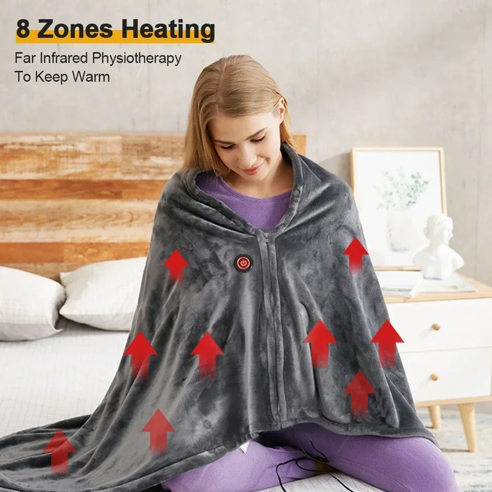 USB electric shawl portable adjustable flannel winter heating blanket wearable electric heater 150 * 80cm