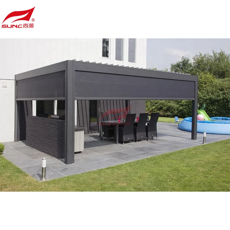 

High Quality Gazebo Pergola Motorized Louvered Roof Waterproof Garden Building Outdoor Pergola Aluminium Bioclimatic 5x3
