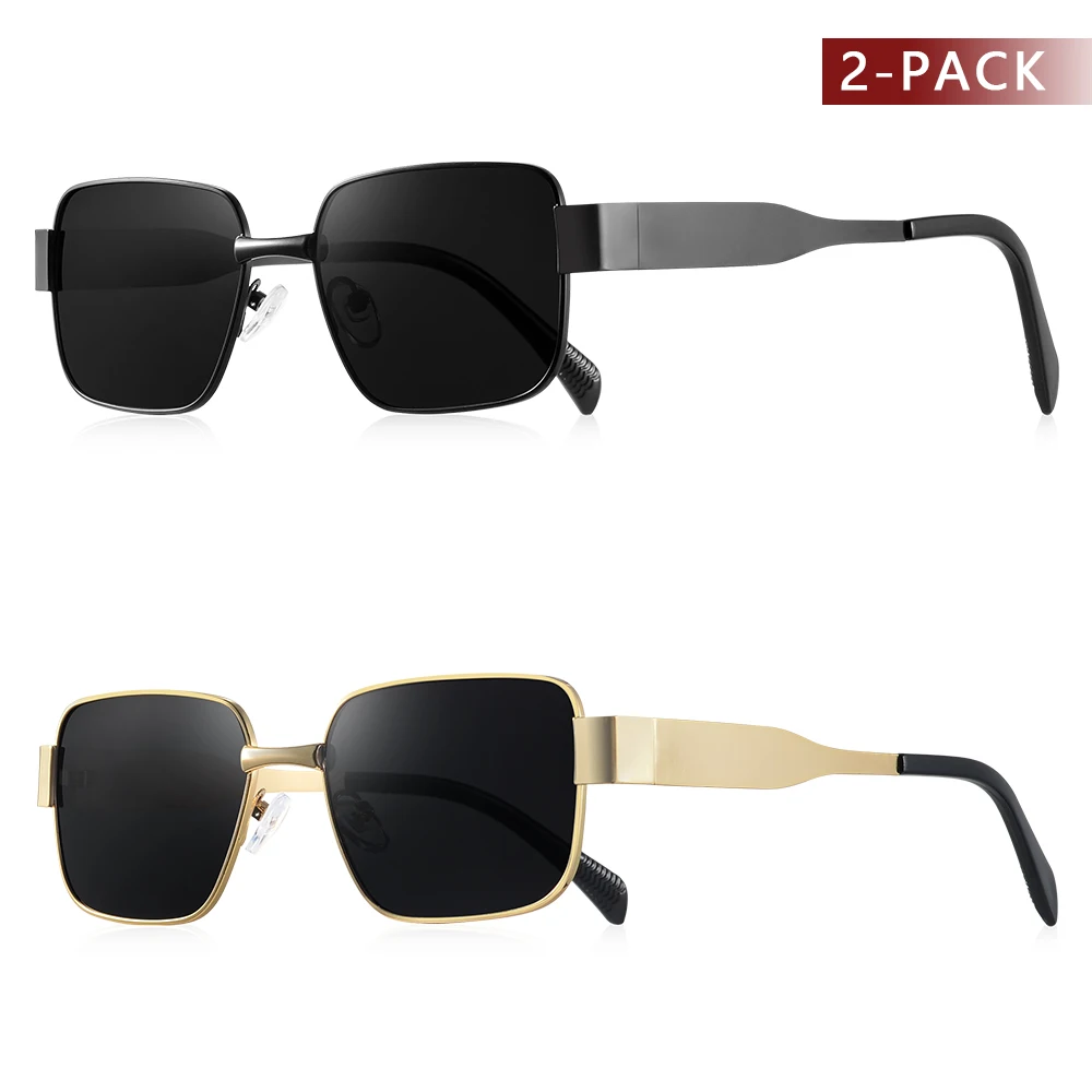 CRIXALIS 2Pcs Rectangular Sunglasses Y2K For Men Women For Halloween Party Driving Climbing Anti-reflective Shade UV400